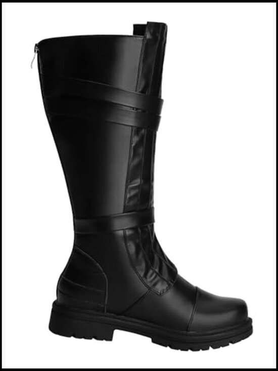 Tall Pirate Knight Boots Faux Leather Lace Up Zipper Low Heel Cosplay Costume main image 6